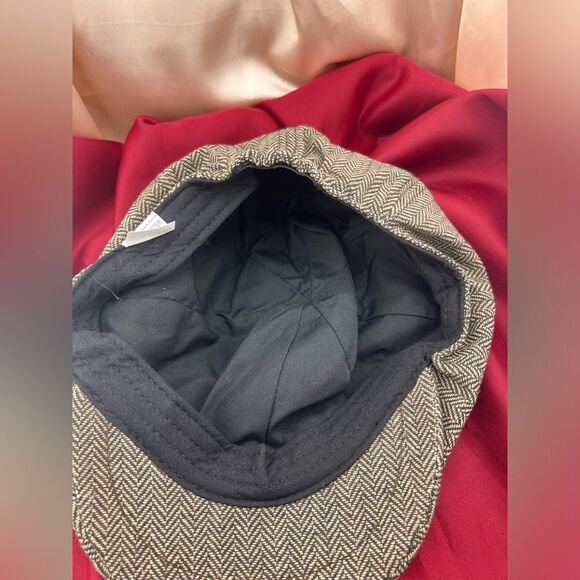 Brown Herringbone Newsboy Cap - Picture 5 of 6
